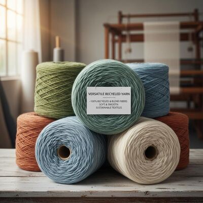 Versatile Recycled Yarn Made From 100 Percent Recycled Or Blend Fibers Offering Soft And Smooth Texture Ideal For Sustainable Textile Production